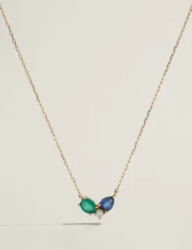 Colgante cadena de oro amarillo de 18K con zafiro, esmeralda y diamante - El Corte Inglés - FashionsVida