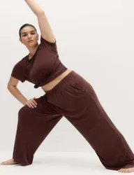Modal Rich Pleated Wide Leg Joggers Dark Chocolate female