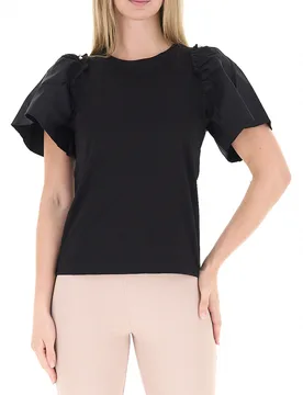 T-shirt con volants NERO S - Rinascimento - FashionsVida