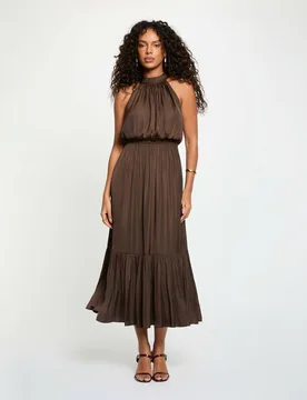 Vestido largo con escote halter - Morgan - FashionsVida