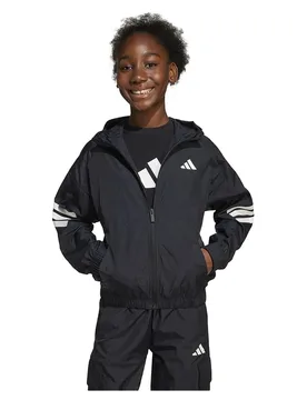 Felpa Con Zip Future Icons 3 Stripes Woven Black / White 11-12 Anni - Adidas - FashionsVida