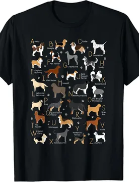 ABC Dog Breeds Identification A-Z Types of Dogs Canine T-Shirt 100% Cotton O-Neck Short Sleeve Summer Casual Mens T-shirt - Aliexpress - FashionsVida