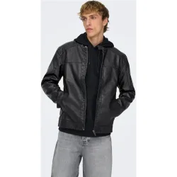 Only & Sons - Chaqueta de hombre de polipiel estilo biker