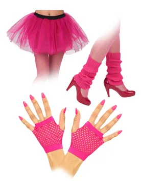 Pinkes Accessoire-Set 80er Jahre für Erwachsene - BCI - FashionsVida