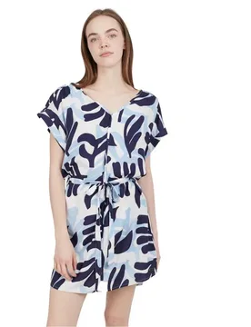 Robe Courte à Manches Courtes Palmetta Marine M - Fundango - FashionsVida