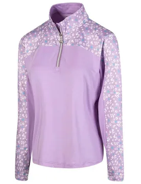 Womens/ladies Floral Base Layer Top (Purple) - Size Small - Island Green - FashionsVida