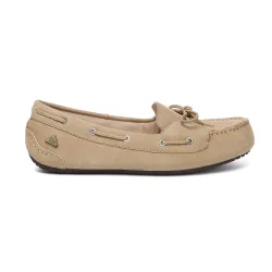 Women's Genuine Leather Monty Moccasins with Rubber Sole in Light Sand Size: 7 - Light Sand - Size: 7