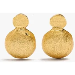 Pendientes con baño de oro de 18 k redondos unidos en liso