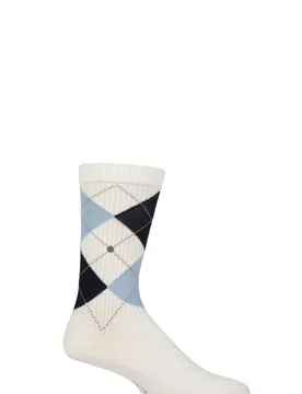 Mens 1 Pair Burlington Court Ribbed Argyle Cotton Sports Socks White 6.5-11 Mens - White - Size: 6.5-11 Mens - SockShop - FashionsVida