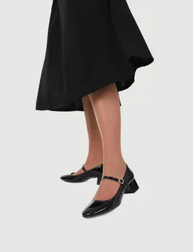Leather Patent Block Heel Mary Jane Shoes Black female - Jones Bootmaker - FashionsVida