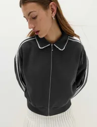 Cotton Rich Zip Track Jacket Black female