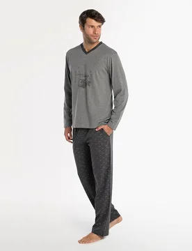 Pijama largo de hombre de punto - Punto Blanco - FashionsVida