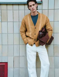 Lofty Relaxed Fit Striped Cardigan Butterscotch male