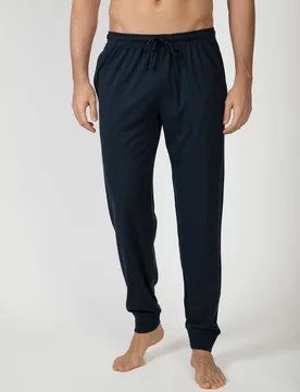 Pantalón largo de pijama de hombre liso con puños, cordón ajustable y bolsillos - Massana - FashionsVida