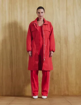 Shower Resistant Lightweight Hooded Longline Utility Parka Poppy female - M&S - FashionsVida