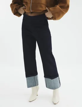 Womens Slim Fit Jeans Petite Indigo Turn Up - Blue Cotton - Size 8 Extra Short (Uk Womens) - River Island - FashionsVida