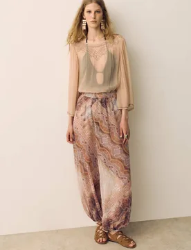 Sheer Paisley Balloon Trousers Pink Mix female - Per Una - FashionsVida