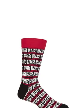 Music Collection 1 Pair Run DMC Cotton Socks All Over Logo One Size - Multi Coloured - Size: One Size - SockShop - FashionsVida