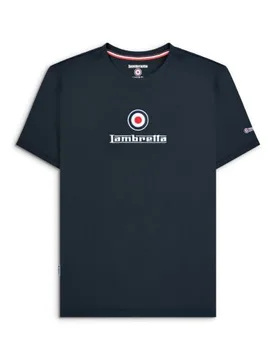 Mens Navy Brand Logo T-Shirt - Male - Navy - X-Large - Lambretta - FashionsVida