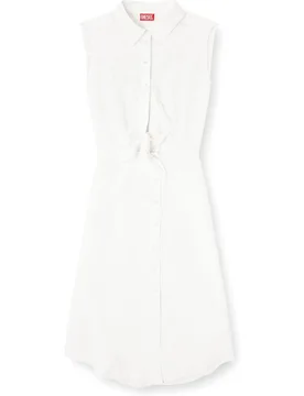 Vestido midi de mezcla de lino con detalle de nudo - Diesel - FashionsVida