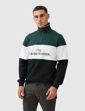 Foresters Peak Colour Block Half Zip Sweatshirt Dark Green male - Rodd & Gunn - FashionsVida