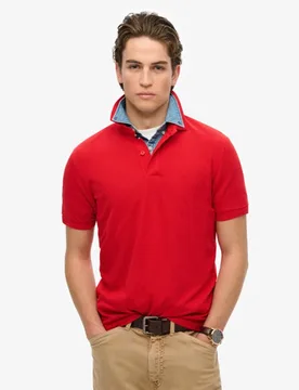 Superdry Herren City Pique Poloshirt Lockere Passform Rot - Größe: S - 49.99 - FashionsVida