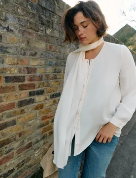 Camisa de mujer manga larga volante delantero - Couchel - FashionsVida
