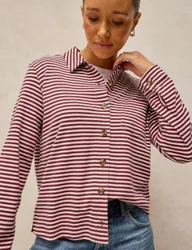 Pure Cotton Printed Collared Shirt Plum female