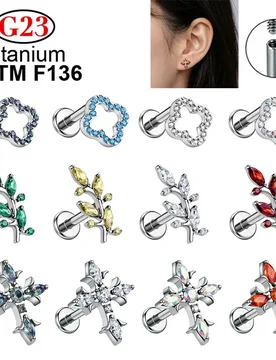 Pc ASTM F136 Titanium Cross Earring 16G CZ Flat Back Stud Tragus Labret Lip Monroe Helix Conch Lobe Ear Piercing Body Jewelry - Aliexpress - FashionsVida