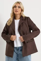 Women's Faux Suede Blazer in Chocolate Size: 24 - Chocolate - Size: 24