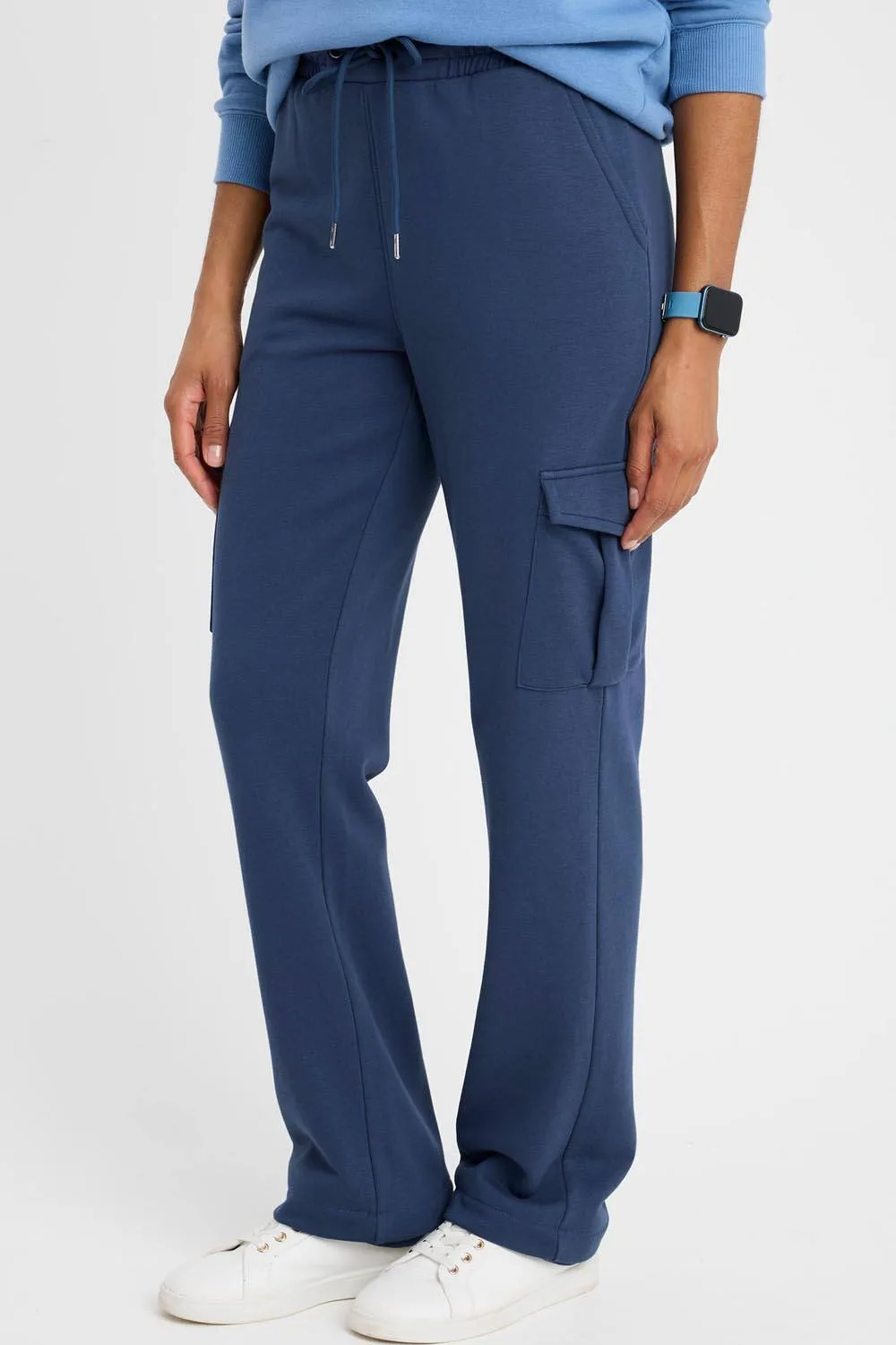 Women's Cargo Jogger 31" (79cm) inside leg Pants in Mid Blue Size: Small - Mid Blue - Size: S - Cotton Traders - FashionsVida