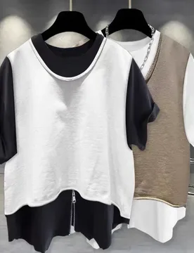 Summer Fake Two Piece Short Sleeve Men Round Neck T Shirt Zipper Handsome Students Loose All-match Fashion Oversized Clothes Top - Aliexpress - FashionsVida