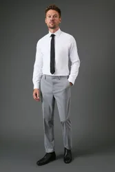 Men's Light Grey Slim Fit Essential Suit Trousers Size: 32S - Light Grey - Size: 32S