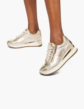 Lace Up Zip Detail Wedge Trainers Silver female - Kurt geiger - FashionsVida