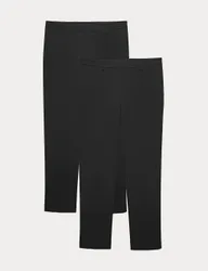 Pack Slim Fit Stretch Smart Trousers Black male