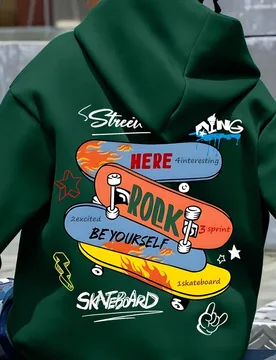 Sudadera con capucha casual con gráfico de monopatín para adolescentes varones, sudadera de manga larga, atuendo de estudiante para otoño/invierno - Shein - FashionsVida