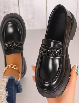 Mocasines para mujer talla grande 41 42 43 negros sin cordones estilo británico suela gruesa zapatos de uniforme JK japonés zapatos universitarios a - Shein - FashionsVida