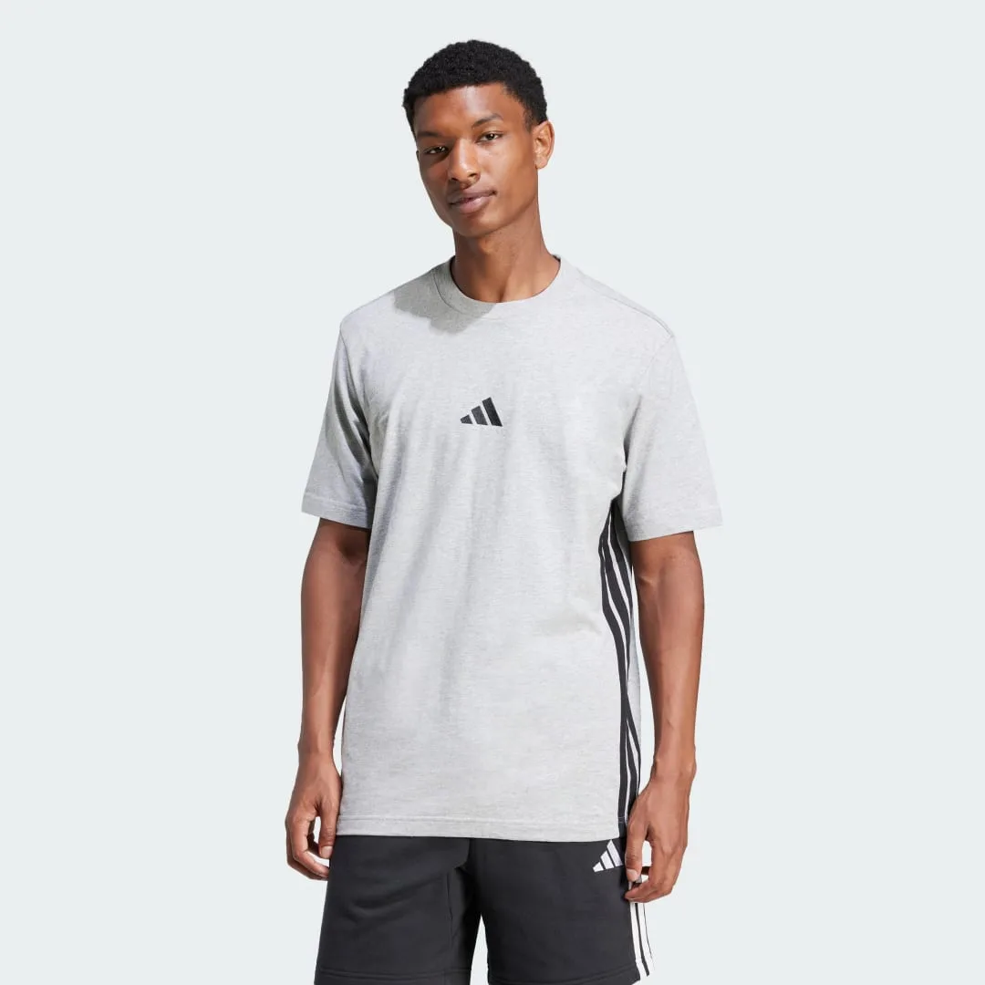 T-shirt Essentials 3-Stripes Single Jersey M Medium Grey Heather / Black - Adidas - FashionsVida