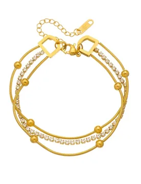 Punk Iced Out Bling Zircon Bracelet Gold Color Stainless Steel 3 Layers Snake Bone/Tennis Chain Bracelet for Woman Jewelry Gift - Aliexpress - FashionsVida