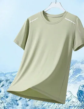 Camiseta deportiva de mujer de secado rápido verde con cuello redondo, manga corta y detalle de rayas en los hombros para entrenamiento de verano S - Shein - FashionsVida