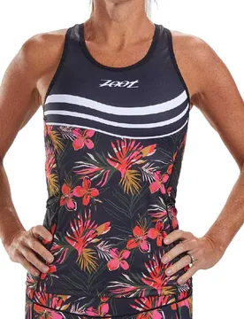 Maglia Da Triathlon Senza Maniche Ltd Black / White / Flowers - Zoot - FashionsVida