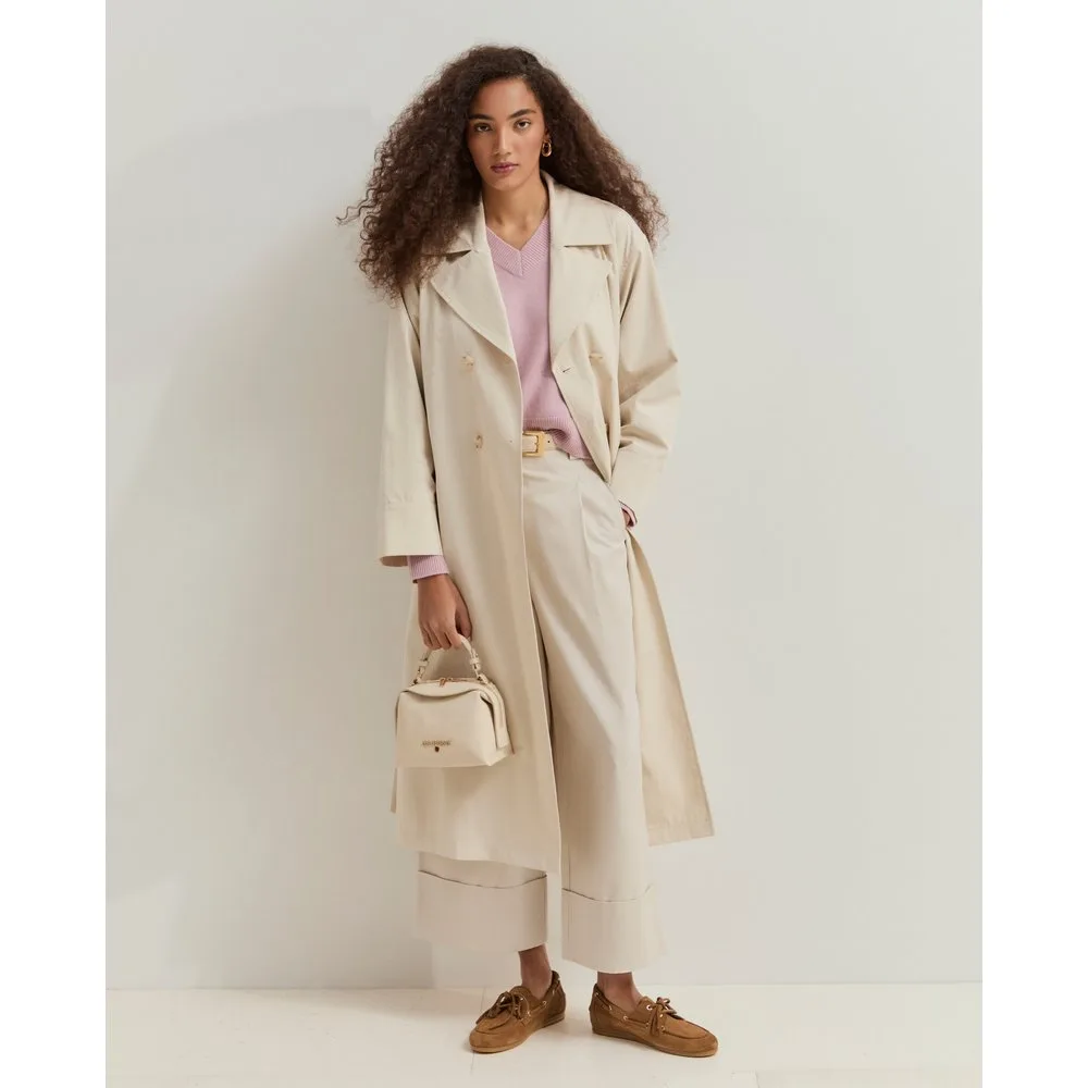 Gabardina larga de mujer cruzada con cinturón - Lion of Porches - FashionsVida