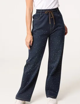 Rhinestone Jeans - S / INDIGO - female - Blue Vanilla - FashionsVida