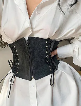 Pieza Accesorio de Renacimiento para mujer, Estilo Punk Oscuro, Cinturón de corsé ajustable con cordón, Adecuado para Halloween o uso diario 2 unid - Shein - FashionsVida