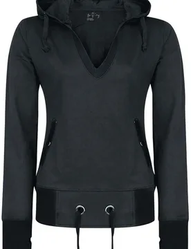 Kapuzenpullover - Patched Hoodie - L bis XL - für Damen - Größe XL - schwarz - Frauen - female - ForPlay - FashionsVida