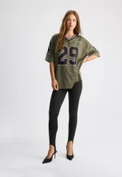 Oversize-Shirt mit Nummern-Print Khaki XL