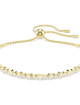 Braccialetto Matrix, Taglio Round, Bianco, Finitura oro 18K OS - Swarovski - FashionsVida