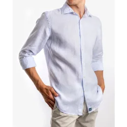 Camisa casual lino de hombre soft slim con rayas en