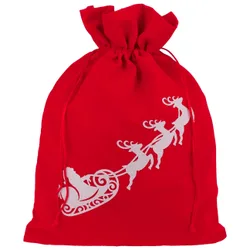 Velvet Gift Bag Sledge 30 cm x 40 cm - red - Female - Size: One Size