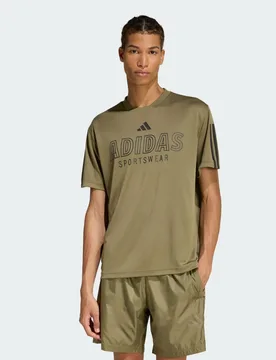 T-SHIRT HOUSE OF TIRO WORDMARK L Olive Strata / Black - Adidas - FashionsVida